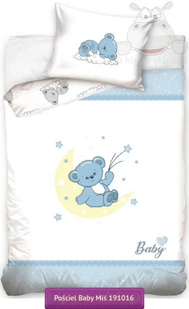 Mała pościel dziecięca z misiami 80x120, 90x120, 90x130 i 100x135, biało-niebieska