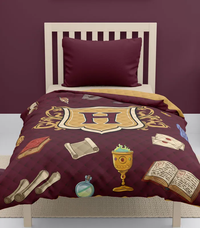 Narzuta z rekwizytami Harrego Pottera 170x210, bordowa