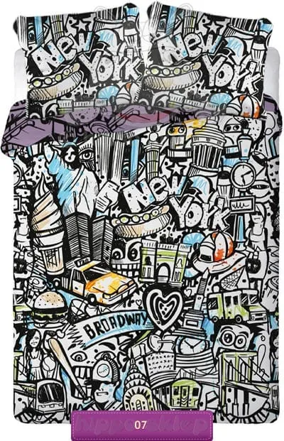 Pościel graffiti z symbolami Ameryki 160x200