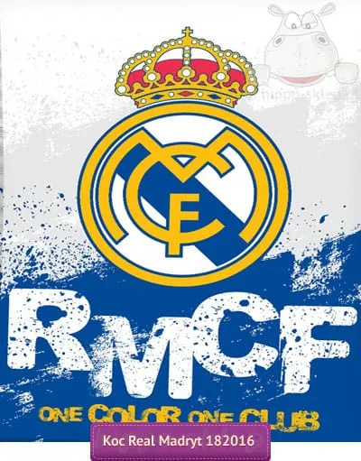 Ciepły koralowy koc Real Madryt 130x160 cm, niebiesko-biały