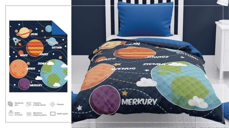 Narzuta - kapa z motywem kosmosu, granatowa