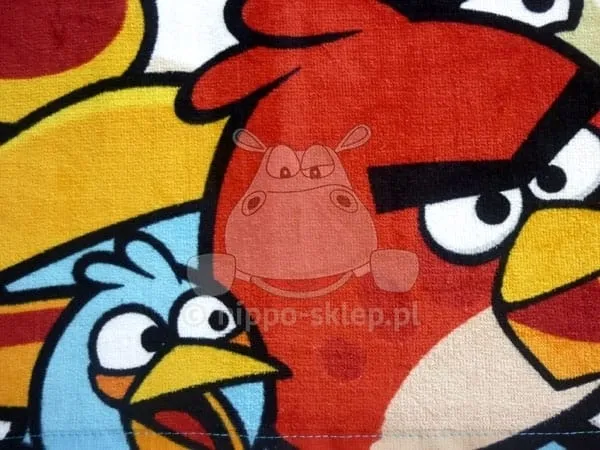 Ręcznik kąpielowy Wściekłe Ptaki niebieski - nadruk