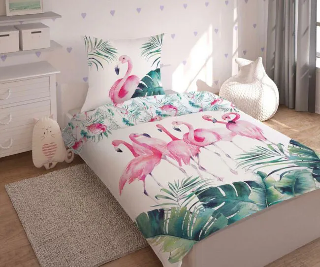 Biała pościel flamingi 150x200 lub 160x200