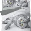Pościel z kotem brytyjskim krótkowłosym 150x200 lub 140x200, szara