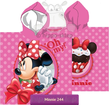 Disney Mini Mouse ponczo dziecięce 120x60, neonowy róż