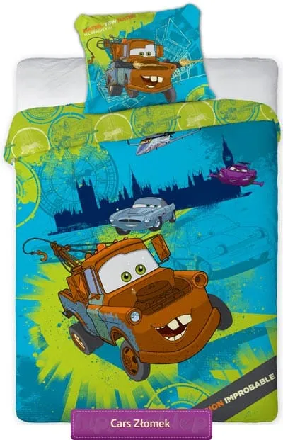 Pościel ze złomkiem - Auta Disney niebieska Faro