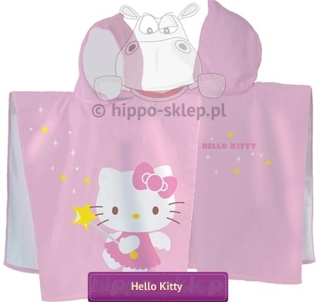 Ręcznik ponczo z kapturem Hello Kitty 60x120, rózowe