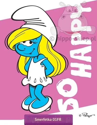 Koc pluszowy ze Smerfetką 120x150 cm, różowy