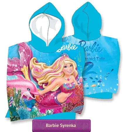 Barbie syrenka ponczo kąpielowe 60x120, niebieskie