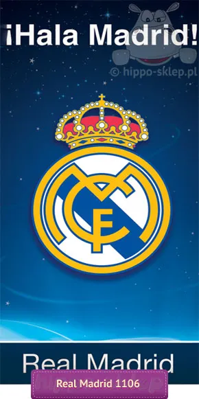 Real Madryt oryginalny ręcznik kąpielowy 75x150 z bawełny, niebieski