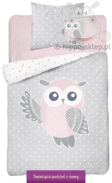 Pościel z Sową świecąca w ciemności 140x180