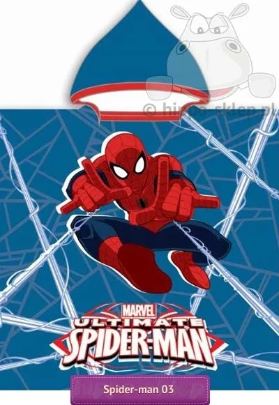 Ręcznik poncho dla dziecka Spiderman 50x115, niebieski
