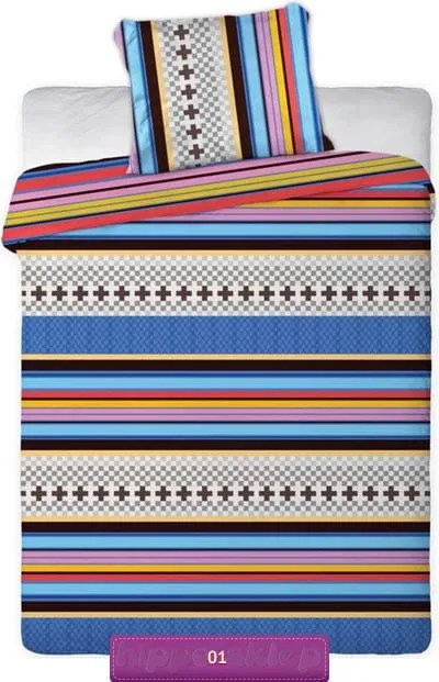 Pościel w kolorowe paski i zygzaki 140x200 lub 160x200