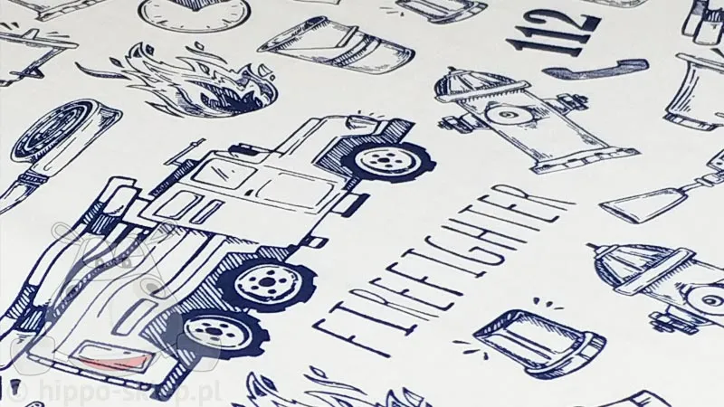 Prześcieradło straż pożarna niebiesko-białe