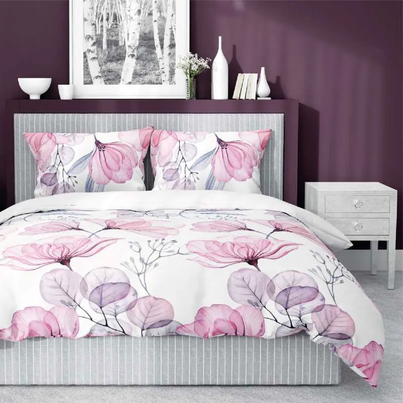 Pościele z satyny bawełnianej z motywem kwiatów 200x200 i 200x220