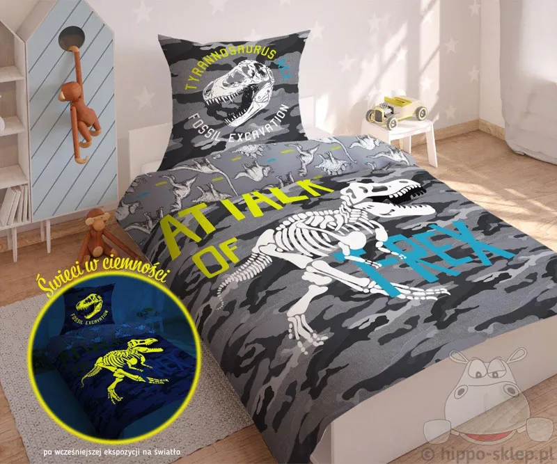 Pościel z Dinozaurem 3042- A świecąca w ciemności, Smukee, Detexpol