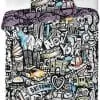 Pościel New York graffiti szara 140x200