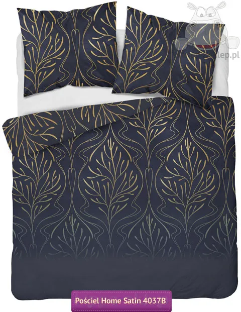 Grafitowa pościel Home Satin złoty las 160x200