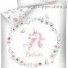 Pościel bambusowa jednorożec do łóżeczka 100x135 cm, biała