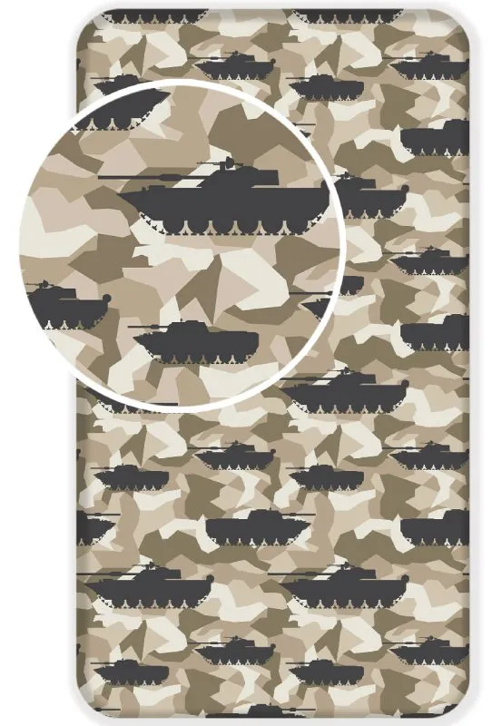 Prześcieradło moro z czołgami dla chłopca