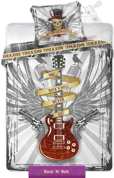 Pościel rock and roll szara 140x200 lub 135x200