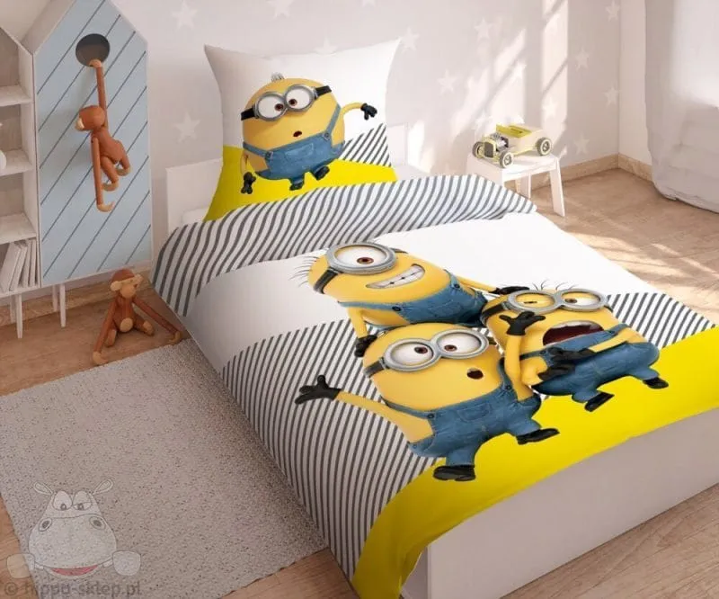 Bawełniany komplet pościeli z Minionkami 160x200