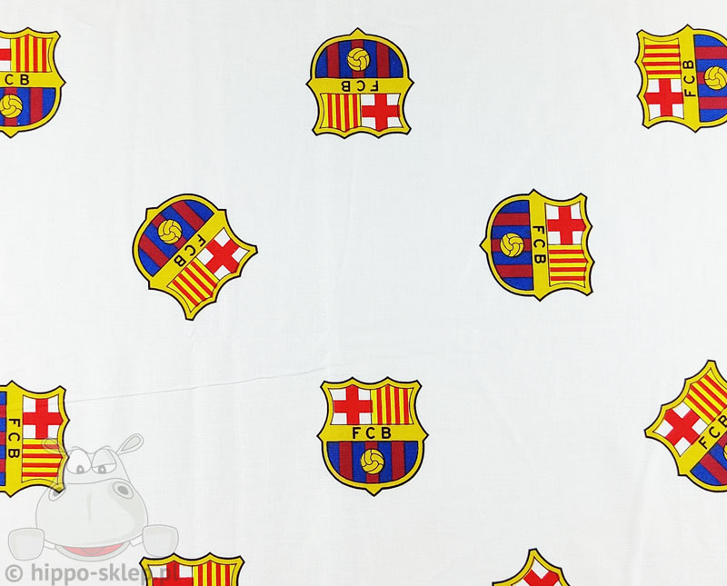 Bawełniane prześcieradło z herbem FC Barcelony 155x235 cm dla chłopca