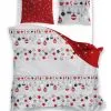 Pościel z ozdobami choinkowymi czerwono-szara 140x200, 150x200, 160x200