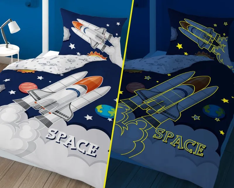 Pościel świecąca statek kosmiczny rakieta w kosmosie 120x160 i 140x160