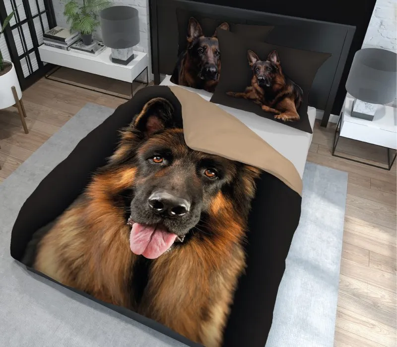 Bawełniane pościele z owczarkiem niemieckim 200x200 + 2x 50x60