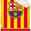 Narzuta dziecięca FC Barcelona 04 żółto-czerwona z herbem