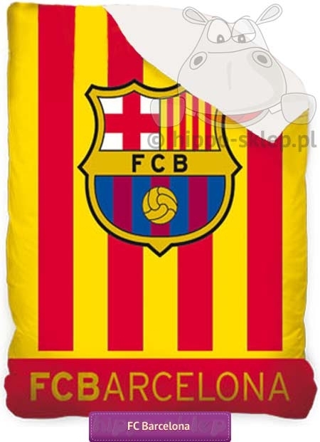 Narzuta dziecięca FC Barcelona 04 żółto-czerwona z herbem
