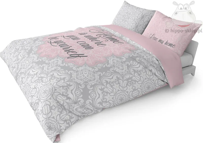 Klasyczna pościel Holland dla dwojga 180x200 różowo-szara
