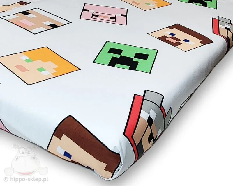 Prześcieradło z postaciami Minecrafta 140x200, białe