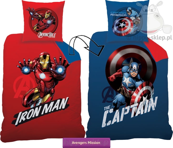 Dwustronna pościel Iron Man i Kapitan Ameryka 140x200 i 135x200