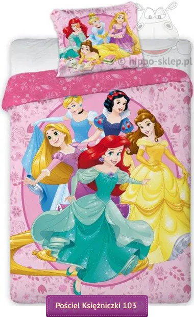 Pościel Księżniczki - Disney Princess 140x200, 160x200 różowa