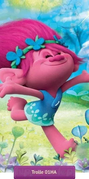 Ręcznik z Poppy Trolle 70x140 niebiesko-zielony