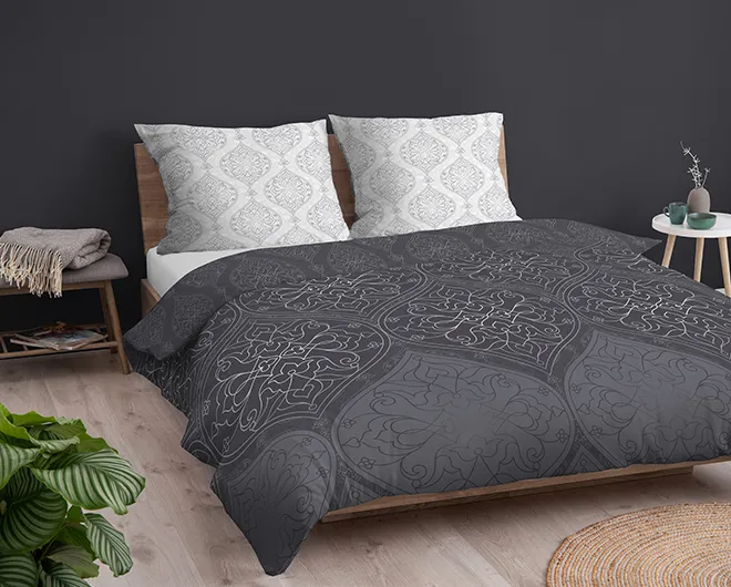 Szara pościel z satyny bawełnianej 180x200 + 2x 70x80