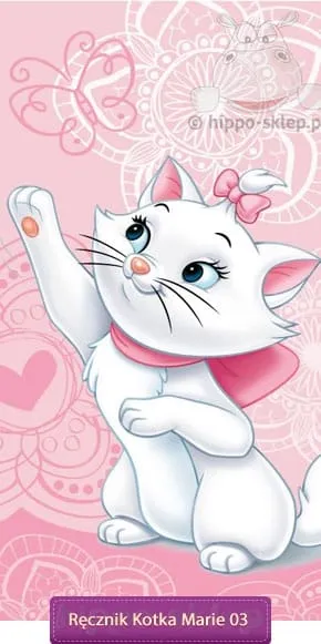 Duży ręcznik Kotka Marie Disney 70x140, blado różowy