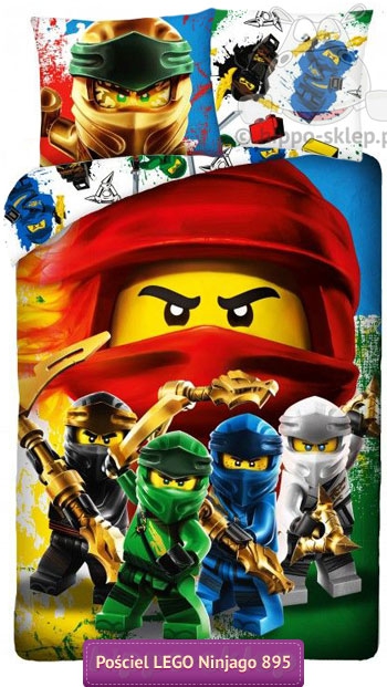 Dwustronna pościel z Lego Ninjago 160x200 dla chłopców