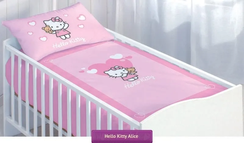 Różowa pościel do łóżeczka Hello Kitty Alice, Sanrio, CTI