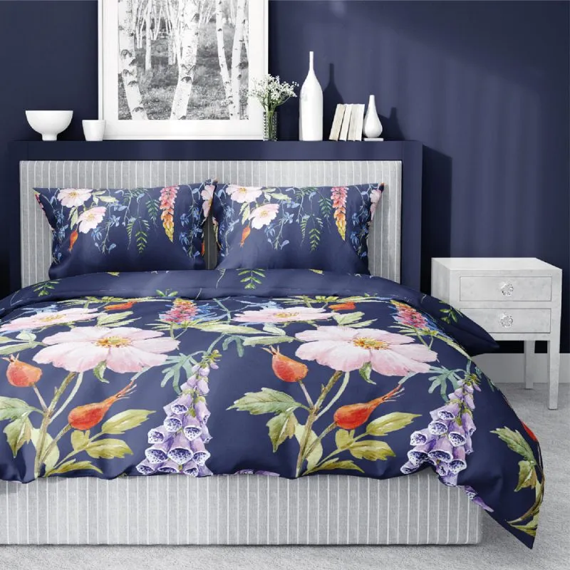 Satynowa pościel w kwiaty dla dorosłych 180x200