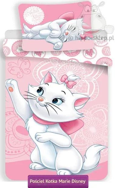 Pościel Kotka Marie Cat 140x200 i 135x200, bladoróżowa