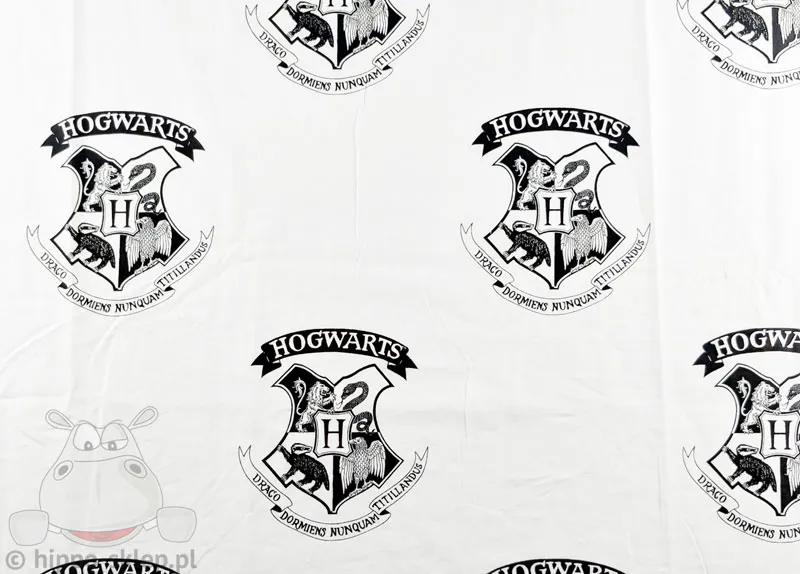Czarno-białe prześcieradło Harry Potter Hogwart 155x235