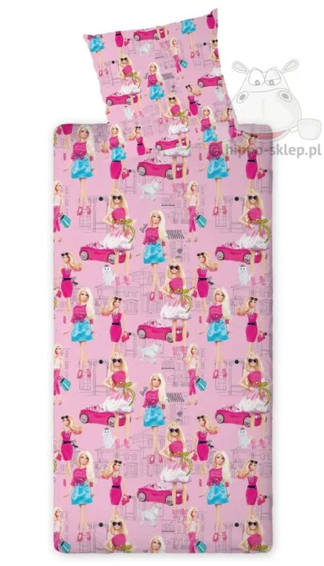 Pościel do przedszkola Barbie 80x200 + 40x40, różowa