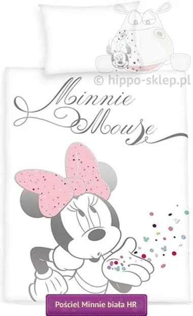 Biała pościel niemowlęca Myszka Minnie 100x135 lub 90x130