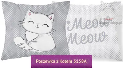 Dwustronna powłoczka dekoracyjna z kicią - miau-miau, 3158A