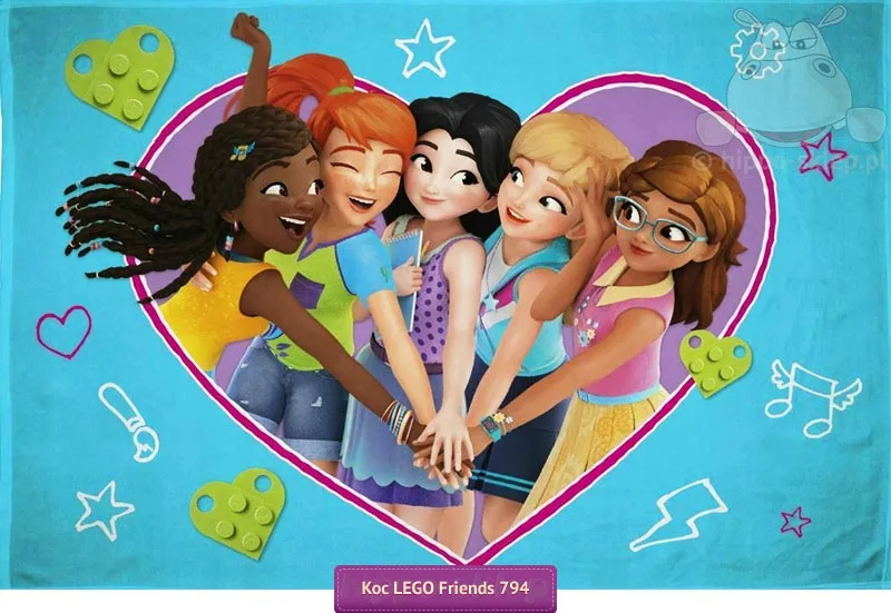Polarowy kocyk Lego Friends 100x150, turkusowy
