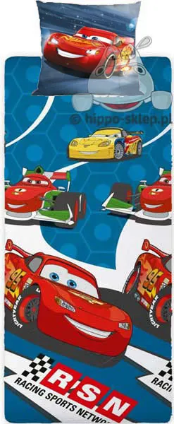 Pościel do przedszkola Zygzak McQueen Cars 80x200+ 40x40, niebieska
