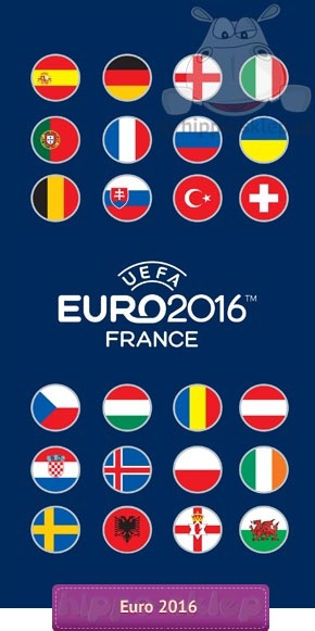 UEFA Euro 2016 ręcznik plażowy i kąpielowy 75x150, niebieski